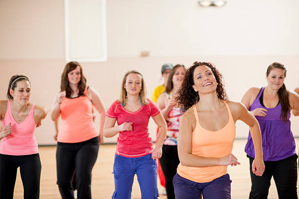 Group of women in dance fitness class.